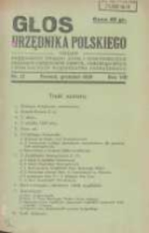 Głos Urzędnika Polskiego : organ Okręgowego Związku Stowarzyszeń i Gospodarczych Zrzeszeń Urzędnik&oacute;w Państwowych,Samorządowych i Komunalnych Wojew&oacute;dztwa Poznańskiego 12.1929 R.8 Nr12