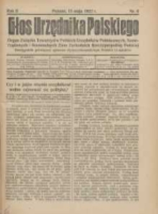 Głos Urzędnika Polskiego : organ Związku Towarzystw Polskich Urzędnik&oacute;w Państwowych na Poznańskie i Pomorskie 1922.05.15 R.2 Nr15