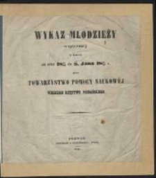 Wykaz młodzieży wspieranéj w latach od 1845/46 do Ś. Jana 1848/49 r. przez Towarzystwo Pomocy Naukowéj Wielkiego Księstwa Poznańskiego