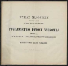 Wykaz młodzieży wspieranéj w latach od 1 Stycznia 1886 roku do końca Grudnia 1890 roku przez Towarzystwo Pomocy Naukowéj imienia Karola Marcinkowskiego dla młodzieży Wielkiego Księstwa Poznańskiego.