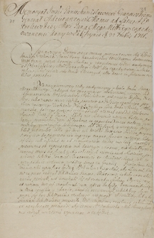 Memoryał Imći Stanisławowi Granowskiemu, generał adiutantowi memu [Adam Sieniawski] ad latus Jego Królewskiey Mci Pana Mego Miłościwego expedyowanemu, dany w Łabiszynie d. 22 7bris 1711