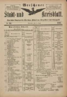 Wreschener Stadt und Kreisblatt: amtlicher Anzeiger f&uuml;r Wreschen, Miloslaw, Strzalkowo und Umgegend 1901.04.24 Nr34