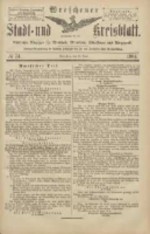 Wreschener Stadt und Kreisblatt: amtlicher Anzeiger für Wreschen, Miloslaw, Strzalkowo und Umgegend 1904.06.28 Nr74