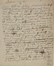 Zapis pierwszej sumy na msze przy ołtarzy Matki Boskiej Bolesnej, dokonany przez Wawrzyńca Osieckiego, mieszczanina z Gostynia