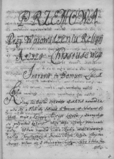 Przemowa przy wprowadzeniu reliquij Krzuża Chrystusowego