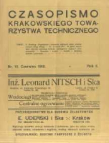 Czasopismo Krakowskiego Towarzystwa Technicznego. 1918 R.2 nr6