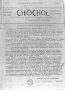 Chochoł: czasopismo, sprawom płochym, wypadkom dziwnym i naukom ciekawym poświęcone. 1942.01.10 R.1 Nr1