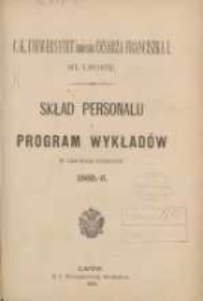 Skład personelu i programu wykład&oacute;w w zimowem p&oacute;łroczu 1885/1886. C.K Uniwersytet imienia Cesarza Franciszka I
