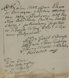 Potwierdzenie pogrzebu Pauliny Garczyńskiej 01.01.1809