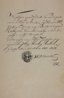 Pozwolenie na pochówek Szczepana Andrzejoka 15.03.1828