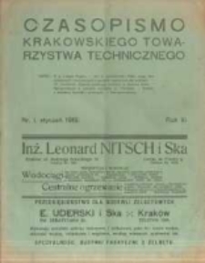 Czasopismo Krakowskiego Towarzystwa Technicznego. 1919 R.3 nr1