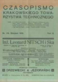 Czasopismo Krakowskiego Towarzystwa Technicznego. 1919 R.3 nr8