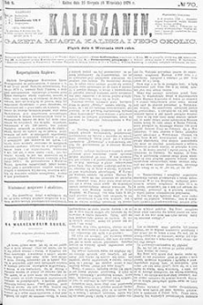Kaliszanin: gazeta miasta Kalisza i jego okolic 1878.09.06 Nr70