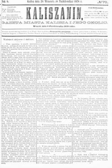 Kaliszanin: gazeta miasta Kalisza i jego okolic 1878.10.08 Nr79