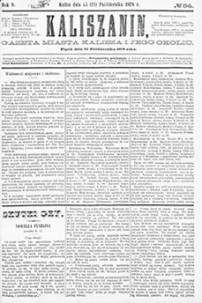 Kaliszanin: gazeta miasta Kalisza i jego okolic 1878.10.25 Nr84