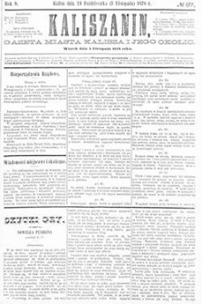Kaliszanin: gazeta miasta Kalisza i jego okolic 1878.11.05 Nr87