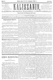 Kaliszanin: gazeta miasta Kalisza i jego okolic 1878.11.22 Nr92