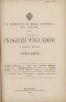 Program wykładów w półroczu letniem 1915/1916. C.K. Uniwersytet imienia Cesarza Franciszka I we Lwowie