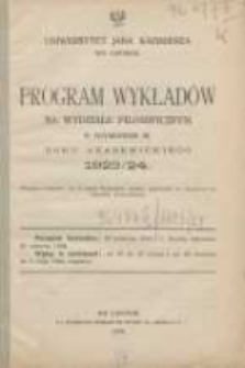 Programy wykładów na Wydziale Filozoficznym w trymestrze III roku akademickiego 1923/1924. Uniwersytet Jana Kazimierza we Lwowie
