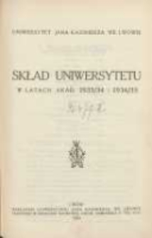 Skład Uniwersytetu w latach akademickich 1933/1934 i 1934/1935