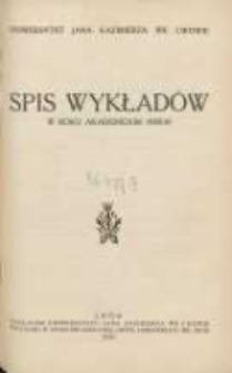 Spis wykładów w roku akademickim 1938/1939. Uniwersytet Jana Kazimierza we Lwowie
