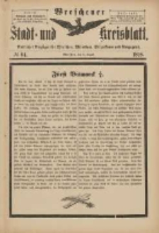 Wreschener Stadt und Kreisblatt: amtlicher Anzeiger f&uuml;r Wreschen, Miloslaw, Strzalkowo und Umgegend 1898.08.03 Nr64