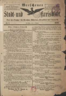 Wreschener Stadt und Kreisblatt: amtlicher Anzeiger für Wreschen, Miloslaw, Strzalkowo und Umgegend 1899.01.04 Nr1