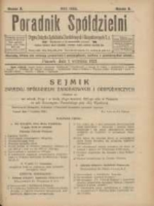 Poradnik Sp&oacute;łdzielni: organ Związku Sp&oacute;łdzielni Zarobkowych i Gospodarczych 1923.09.01 R.30 Nr9