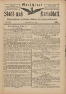 Wreschener Stadt und Kreisblatt: amtlicher Anzeiger f&uuml;r Wreschen, Miloslaw, Strzalkowo und Umgegend 1898.04.06 Nr29