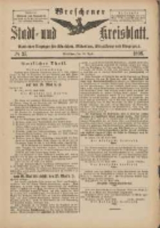 Wreschener Stadt und Kreisblatt: amtlicher Anzeiger f&uuml;r Wreschen, Miloslaw, Strzalkowo und Umgegend 1898.04.30 Nr37