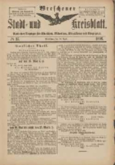 Wreschener Stadt und Kreisblatt: amtlicher Anzeiger für Wreschen, Miloslaw, Strzalkowo und Umgegend 1898.04.30 Nr37