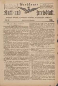 Wreschener Stadt und Kreisblatt: amtlicher Anzeiger für Wreschen, Miloslaw, Strzalkowo und Umgegend 1897.11.03 Nr91