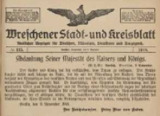 Wreschener Stadt und Kreisblatt: amtlicher Anzeiger für Wreschen, Miloslaw, Strzalkowo und Umgegend 1918.11.09 Nr135