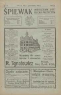 Śpiewak: miesięcznik literacko-muzyczny 1910.10.01 R.4 Nr10