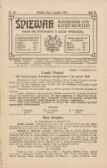 Śpiewak: miesięcznik literacko-muzyczny : organ Kół Śpiewackich w Rzeszy Niemieckiej 1912.12.01 R.6 Nr12