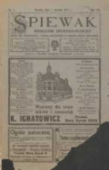 Śpiewak: miesięcznik literacko-muzyczny : organ K&oacute;ł Śpiewackich i Tow[arzystw] Organist&oacute;w w obrębie Rzeszy Niemieckiej 1913.01.01 R.7 Nr1