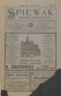 Śpiewak: miesięcznik literacko-muzyczny : organ Kół Śpiewackich i Tow[arzystw] Organistów w obrębie Rzeszy Niemieckiej 1913.01.01 R.7 Nr1