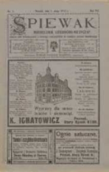 Śpiewak: miesięcznik literacko-muzyczny : organ K&oacute;ł Śpiewackich i Tow[arzystw] Organist&oacute;w w obrębie Rzeszy Niemieckiej 1913.05.01 R.7 Nr5