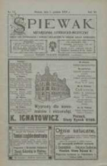 Śpiewak: miesięcznik literacko-muzyczny : organ K&oacute;ł Śpiewackich i Tow[arzystw] Organist&oacute;w w obrębie Rzeszy Niemieckiej 1913.12.01 R.7 Nr12