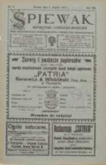 Śpiewak: miesięcznik literacko-muzyczny : organ K&oacute;ł Śpiewackich i Tow[arzystw] Organist&oacute;w w obrębie Rzeszy Niemieckiej 1914.08.01 R.8 Nr8