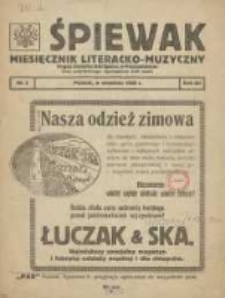 Śpiewak: miesięcznik literacko-muzyczny : organ Związku Kół Śpiewackich w Poznańskiem 1920.09 R.12 Nr2