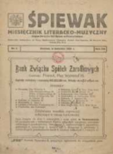 Śpiewak: miesięcznik literacko-muzyczny : organ Związku K&oacute;ł Śpiewackich w Poznańskiem 1921.04 R.13 Nr1