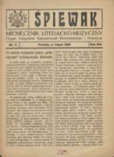 Śpiewak: miesięcznik literacko-muzyczny : organ Związku Kół Śpiewackich w Poznańskiem 1922.02 R.14 Nr2