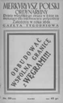 Merkuryusz Polski Ordynaryiny: dzieie wszystkiego świata w sobie zamykaiący dla informacyey pospolitey. 1938.10.23 Nr50