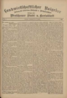 Landwirtschaftlicher Ratgeber: Zeitung für Ackerbau, Viehzucht u. Milchwirtschaft: Beilage zum Wreschener Stadt- u. Kreisblatt 1911.01.21 Nr4