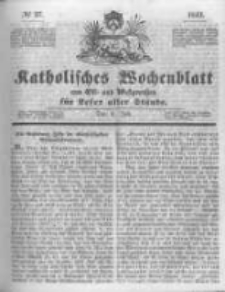 Katholisches Wochenblatt aus Ost- und Westpreussen f&uuml;r Leser aller St&auml;nde. 1843.07.01 No27