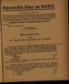 Außerordentliche Beilage zum Amtsblatte der Köniiglichen Regierung