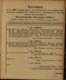 Verzeichniss der in der 16ten … vom 1. Dezember 1888 … am 1. Juli 1889 … Staatsanleihe vom Jahre 1868 A.