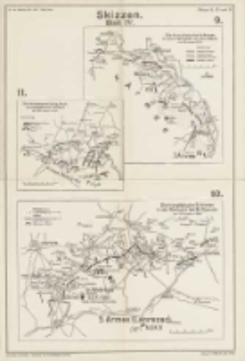 Der Marne-Feldzug: von der Sambre zur Marne: mit sieben Karten und elf Skizzen. Skizzen Blatt IV. Bd.3 Skizze 9, 10 und 11