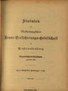 Statuten der Mecklenburgischen Feuer = Verlicherungs = Gesellschaft zu Neubrandenburg